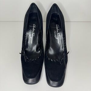 Salvatore Ferragamo Women  Boutique Italy  Black Suede tassel Low Heel 7.5 B